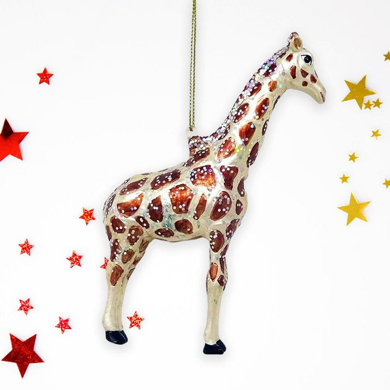 Giraffe Glass Christmas Ornament