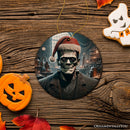 Grotesque Frankenstein with Santa Hat Ornament, Spooky Holiday Gift for Horror Fans
