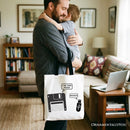 I Am Your Father Floppy Disk Tote Bag, Funny USB Retro Dad Computer Nerd Gift Shopper