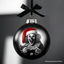 Killer Clown Spooky Christmas Portrait Glass Ornament, Black Horror Halloween Tree Decoration