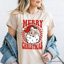 Merry Christmas Santa T‑Shirt, Retro Red Checkered Tee for Classic Holiday Season