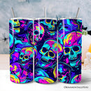 Neon Skull Chaos 20oz Personalized Tumbler With Lid and Stainless Steel Straw, Psychedelic Horror Halloween Gift Cup
