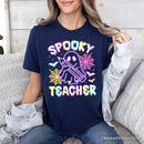 Spooky Teacher Neon Ghost T-Shirt, Retro Halloween Tee for Educators