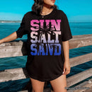 Sun Salt Sand Summer T-Shirt, Black Minimalist Beach Tee
