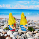 Tropical Beach Gnome Duo Figurine Set, Cute 6" Summer Decoration Garden Statue