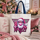 Pink Santa Blowing Bubblegum Tote Bag, Def Jolly Coquette Retro Christmas Gift Shopper