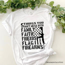 5 Things You Don’t Mess With Dad T-Shirt, Black and White Patriotic Father Tee with Bold Statement