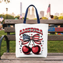America Coquette Cherries Tote Bag, Patriotic 4th of July Gift Shopper