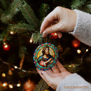 Enlightened Man Renaissance Italy Painting Ornament, Artistic Stained Glass Themed Medieval Christmas Gift