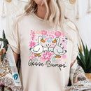 Funny Goose Bumps Floral T-Shirt, White, Natural and Black Sarcastic Goose Tee Gifts