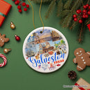Galveston Cultural Ceramic Ornament, Texas Coastal Christmas Gift