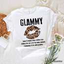 Glammy Leopard Lips T-Shirt, Coquette White Tee for Stylish and Glamorous Grandmas
