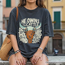 He Owns the Cattle On a Thousand Hills T-Shirt, Christian Western Faith Tee