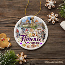 Illustrated Scenery of Florence City Ceramic Ornament, Italy Travel Souvenir and Christmas Gift
