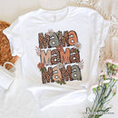 Leopard Mama Floral Retro T-Shirt, White and Natural Trendy Women's Tee with Wildflower Accents