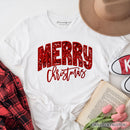 Merry Christmas Sequin T‑Shirt, Bold Red Glitter-Look Tee for Festive Holiday Season