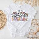 Retro Flowers Grandma T-Shirt, White Floral Tee Gift for Mothers Day