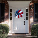 Rustic Burlap Patriotic 22" Wreath, American Flag Style 4th of July Front Door Home Decor