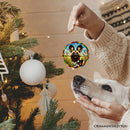 Savannah's Wild Dog Stained Glass Style Ceramic Ornament, Safari Animals Christmas Gift and Decor