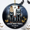 Spooky Family Customized Horror Theme Ornament, Halloween Tree Decoration, Skeleton Pajamas