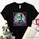 Vaperwave Frankenstein Retro Neon Horror T-Shirt, Synthwave 80's Styled Classic Halloween Tee