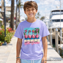 Kids Flamingo Hello Summer T-Shirt, Tropical Beach Vacation Youth Tee