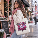 Pink Santa Blowing Bubblegum Tote Bag, Def Jolly Coquette Retro Christmas Gift Shopper