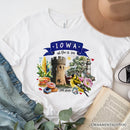Artistic Iowa State Themes and Landmarks T-Shirt, Tee for History and Travel Lovers