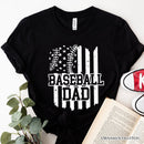 Baseball Dad T-Shirt, Black and White Patriotic Tee for Sports Fathers