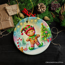Gingerbread Man as a Christmas Elf Ornament, Magical Holiday Gift and Tree Decor