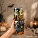 Monster Mash Horror 20oz Personalized Tumbler With Lid and Stainless Steel Straw, Retro Halloween Gift Cup