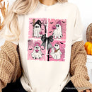 Pink Halloween Ghost T-Shirt, Coquette Spooky Season Tee for Girly Aesthetic