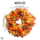 Rustic Harvest Illuminated 24" Fall Wreath, Lighted with Maple Leafs, Pinecones, Pumpkins and Autumn Berries