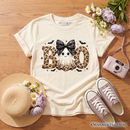 Boo Ghost Leopard Kids T-Shirt, Coquette Bow Halloween Tee for Youth Girls