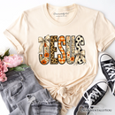 Jesus Coquette Fall T-Shirt, Leopard Plaid Floral Christian Faith Tee