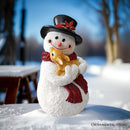 Enchanting Snowman and Fawn Home Holiday Decoration, 8" Tall Winter Woodland Deer Figurine