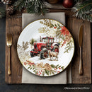 Farmhouse Christmas Set of 4 Plates with Real Gold Elements, Holiday Tableware Collection for Salad, Dessert, Appetizer, and Side Plates