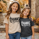 Kids Happy Thanksgiving Minimalist T-Shirt, Christian Religious Fall Tee for Youth