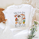 Last Day Teacher Goose T-Shirt, Tropical Summer Break Navy, White, and Natural Tee for Fun and Quirky Educators