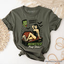Monster Peep Show Pin-Up T-Shirt, Retro Horror Halloween Tee