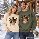 Deer Head Camo Hat Christmas Sweatshirt, Imitation Latch Hook Yarn Cozy Hunting Season Sweater