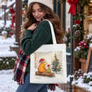 Winnie-the-Pooh Christmas With Friends Tote Bag, 1926 A.A. Milne Cozy Heartwarming Holiday Gift Shopper