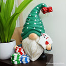 Casino Poker Gnome Figurine, 8" Room Table Decor Statue