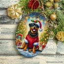 Charming Rottweiler in Festive Attire Ornament, Heartwarming Dog-Themed Christmas Gift Decor