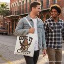 Cool It Cowboy Canvas Tote Bag With Western Dog, Retro Golden Retriever Gift Shopper for Country Lover