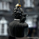 Edgar Allan Poe Glass Christmas Ornament, Spooky Halloween Horror Decor