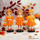 Inviting Pumpkin Girl Trio Set of Figurines, 6" Victorian Autumn Fall and Halloween Table Decoration