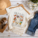 Last Day Teacher Goose T-Shirt, Tropical Summer Break Navy, White, and Natural Tee for Fun and Quirky Educators