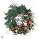 Merry and Bright Bold Christmas Sparkling Wreath, Red and Green Onrament Baubles and Stocking Decor , Holiday Door