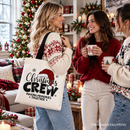 Christmas Crew Tote Bag, Glitter Santa Hat Gift Shopper for Making Memories
